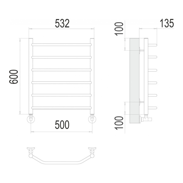 Полотенцесушитель водяной Terminus Виктория П6 500x600 хром - изображение 3