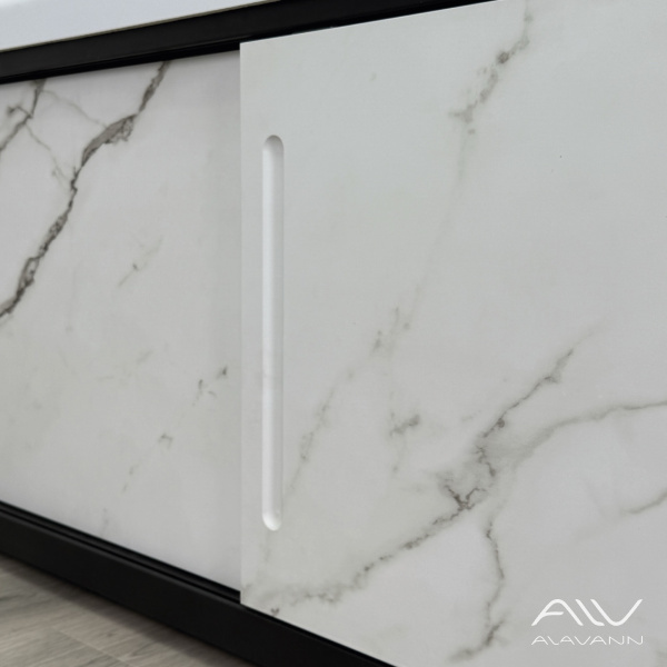 Экран под ванну Альт Блэк 150 белый мрамор, МДФ, раздвижной - изображение 4