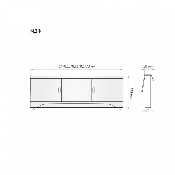 Экран под ванну раздвижной 160 см МДФ белый - изображение 4