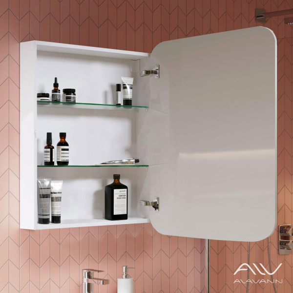 Зеркальный шкаф Lana Plus 60 с подсветкой и часами, сенсорное с антизапотеванием - изображение 2