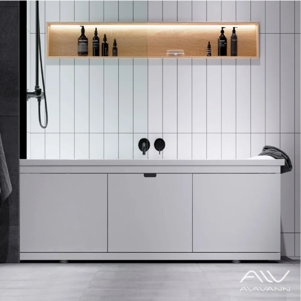 Экран под ванну МДФ Rita AL 170 см белый, ручка выборка - изображение 1