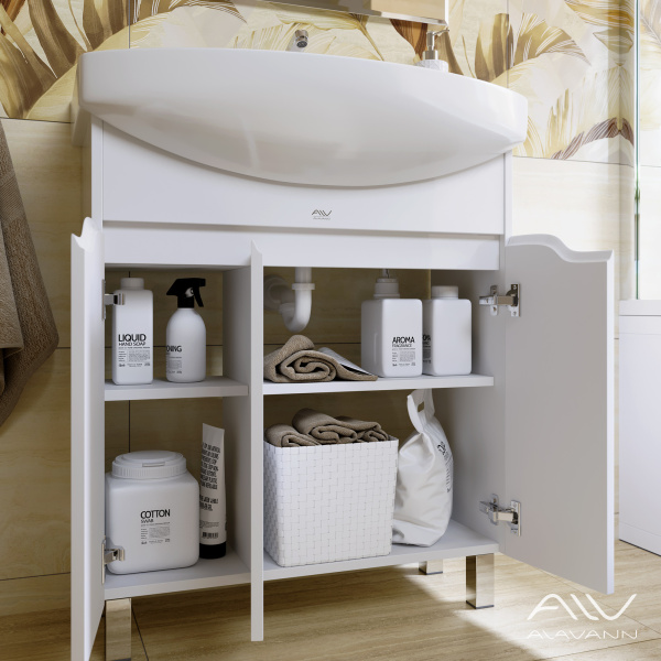 Тумба с раковиной Crystal 75 белая - изображение 2