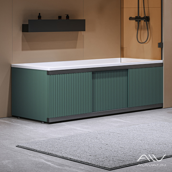 Экран под ванну Альт Блэк 150 зеленый хвойный с фрезеровкой, из МДФ, раздвижной  - изображение 1
