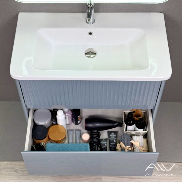 Тумба с раковиной Wave 80 голубой деним - изображение 2