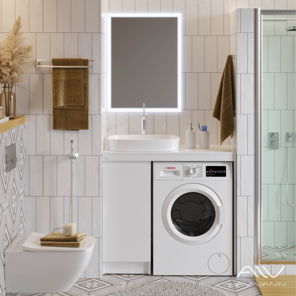 Комплект тумба  Soft 100 левая, столешница МДФ с умывальником Купер - изображение 5