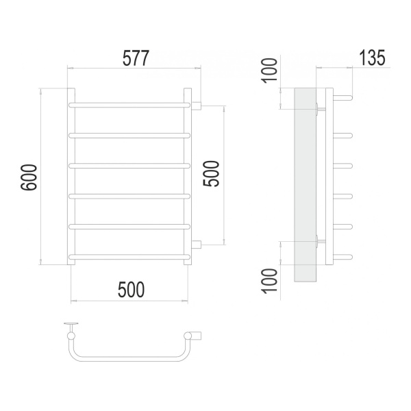 Полотенцесушитель водяной Terminus Стандарт 500x600 бп500 - изображение 3