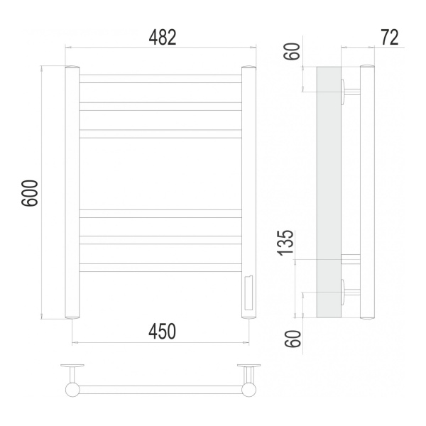 Полотенцесушитель электрический Terminus Аврора П6 450х600 матовый черный - изображение 3