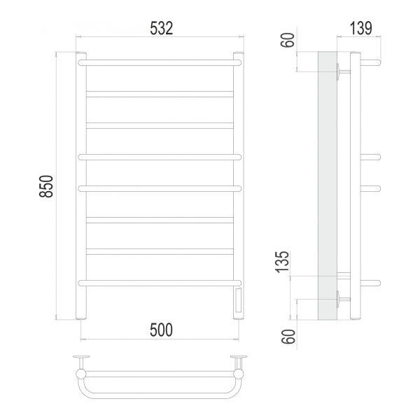 Полотенцесушитель электрический Terminus Евромикс П8 500x850 - изображение 3