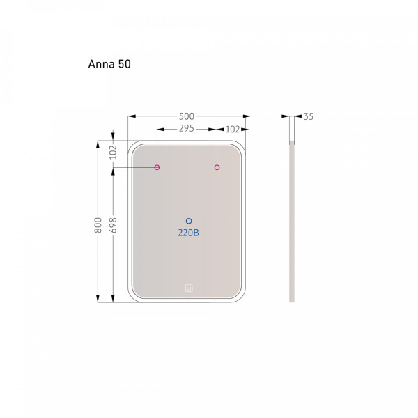 Зеркало Anna 50 с подсветкой - изображение 3
