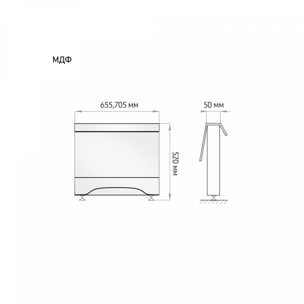 Экран под ванну торцевой 70 см МДФ, цвет белый - изображение 2