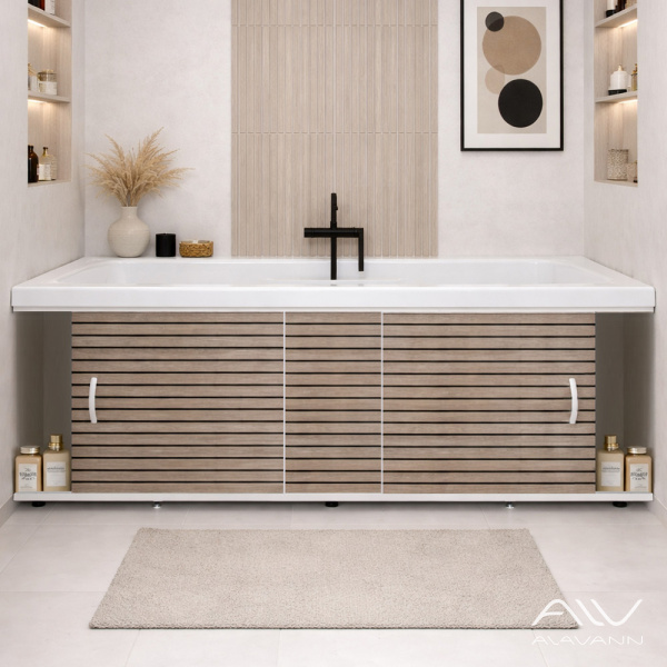 Экран под ванну Elegant 150 коричневые рейки - изображение 2