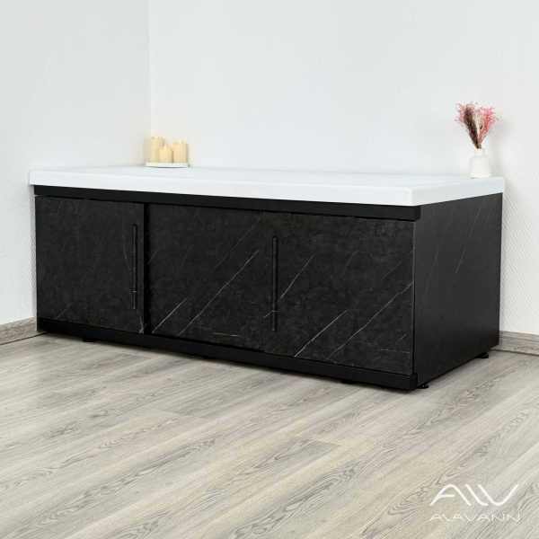 Экран под ванну Alt Black 170 МДФ раздвижной черный мрамор - изображение 4