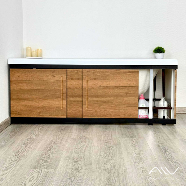 Экран под ванну Alt Black 180 МДФ раздвижной дуб - изображение 3