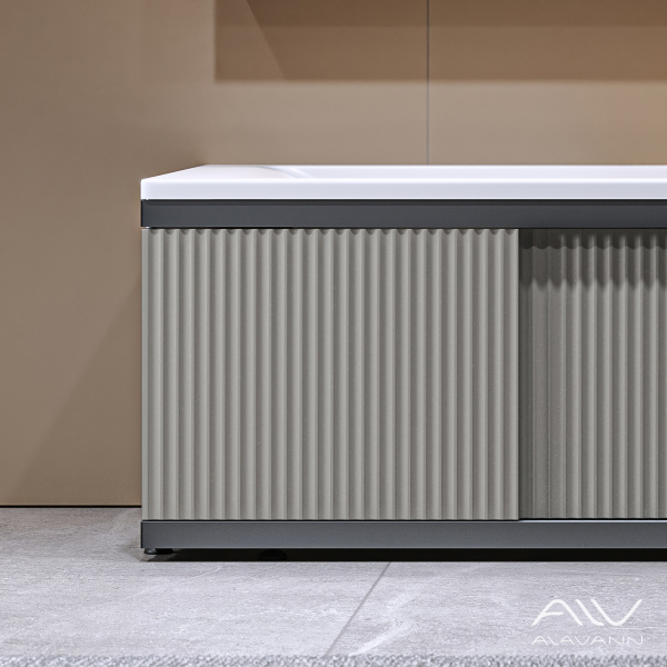 Экран под ванну Альт Блэк 170 серый с фрезеровкой, из МДФ, раздвижной - изображение 3