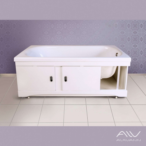 Экран под ванну раздвижной 160 см МДФ белый - изображение 1