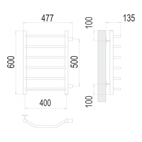Полотенцесушитель водяной Terminus Виктория П6 400х600 хром - изображение 3