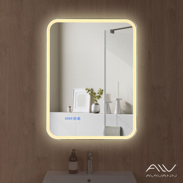 Зеркало-шкаф Косметик Лайт Плюс 60x80 с подсветкой и сменой цвета, часами и подогревом - изображение 6