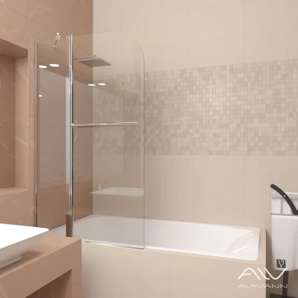 Шторка на ванну Veconi Palau PL-81 распашная, 80x150 см, профиль хром - изображение 1