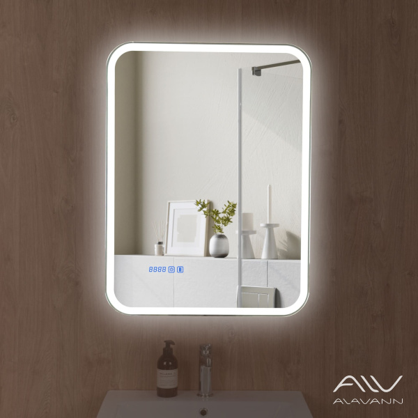 Зеркало-шкаф Косметик Лайт Плюс 60x80 с подсветкой и сменой цвета, часами и подогревом - изображение 8