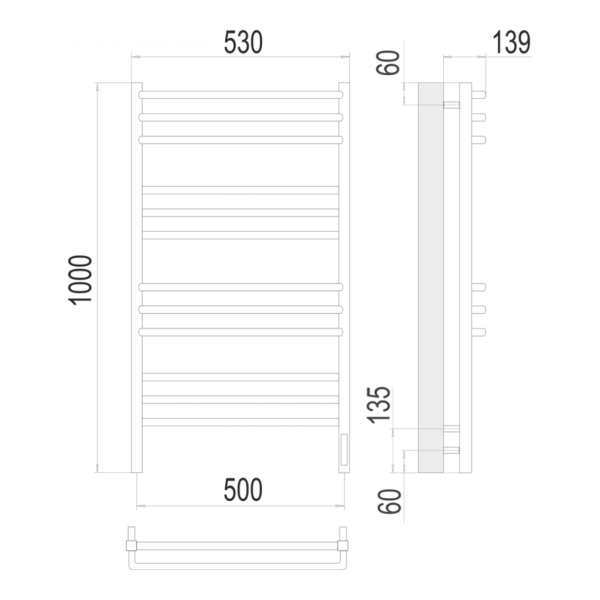 Полотенцесушитель электрический Terminus Соренто П12 500x1000 хром - изображение 3